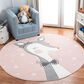 Safavieh Carousel CRK191 4" Round Pink and Ivory Kids Area Rug, , large
