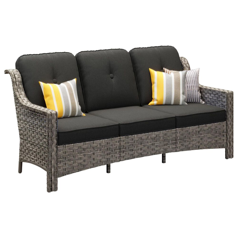HOMLUX 5-Piece Patio Conversation Set with Two Ottomans in Black, , large