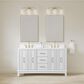 37B Fenwick 60" Double Bathroom Vanity in Bright White with Glossy White Composite Stone Top and Backsplash, , large