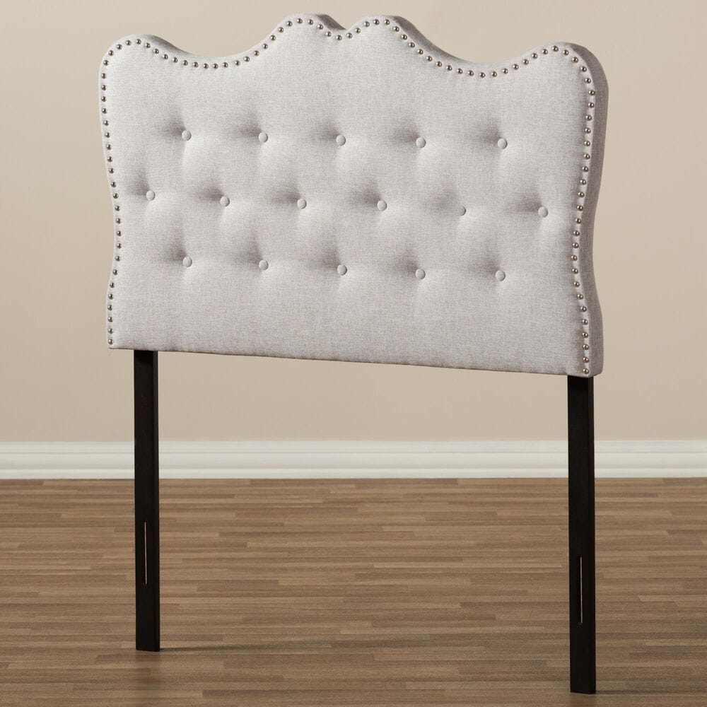 Baxton Studio Emma Twin Upholstered Headboard in Greyish Beige, , large