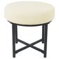 Kinfine Round Faux Sheepskin Ottoman with Matte Black Leg in Cream, , large
