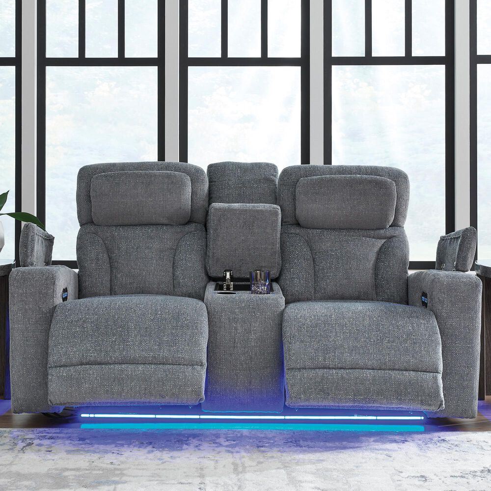 Ashley Forest Lake Power Reclining Loveseat in Steel, , large