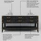 Lexora Home Norwalk 72" Double Bathroom Vanity in Black Oak with White Carrara Marble Top and Rectangular Sinks, , large