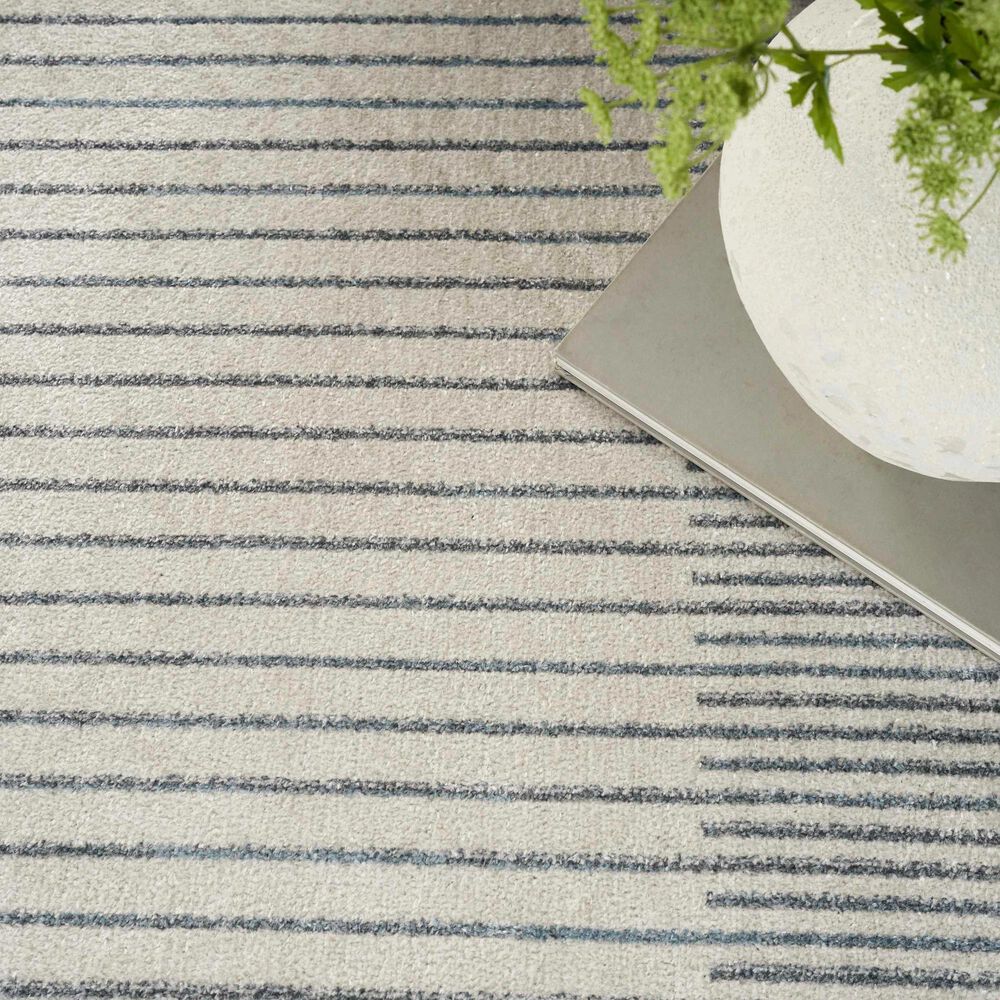 Nourison Astra Machine Washable ASW05 4&#39; x 6&#39; Ivory and Blue Area Rug, , large
