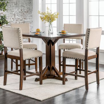Furniture of America Rivera 5-Piece Counter Height Dining Set in Ivory, , large