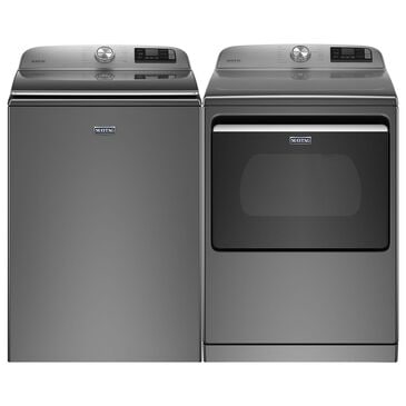 Maytag 5.3 Cu. Ft. Top Load Washer and 7.4 Cu. Ft. Electric Dryer Laundry Pair in Metallic Slate, , large