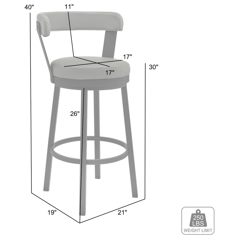 Blue River Bryant 30&quot; Swivel Barstool with White Cushion in Stainless Steel, , large