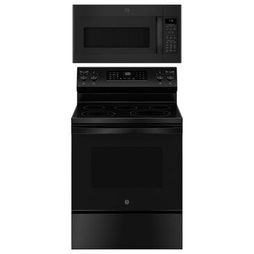 GE Appliances 2-Piece Kitchen Packages with 30" Freestanding Electric Range and 1.9 Cu. Ft. Over-the-Range Microwave Oven in Black, , large