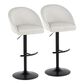 LumiSource Matisse Adjustable Swivel Barstool with Cream Fabric Upholstery in Black (Set of 2), , large