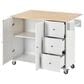 HOMLUX 53" Rolling Mobile Kitchen Island with Solid Wood Top and Locking Wheels in White, , large