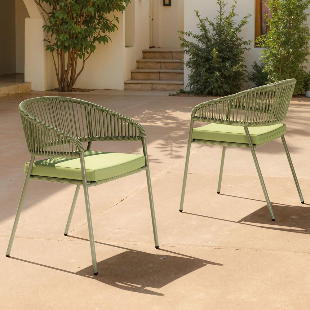 Zuo Modern Skye Outdoor Dining Chair in Green (Set of 2), , large