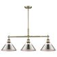 Golden Lighting Orwell 3-Light Linear Pendant with Pewter Shade in Aged Brass, , large