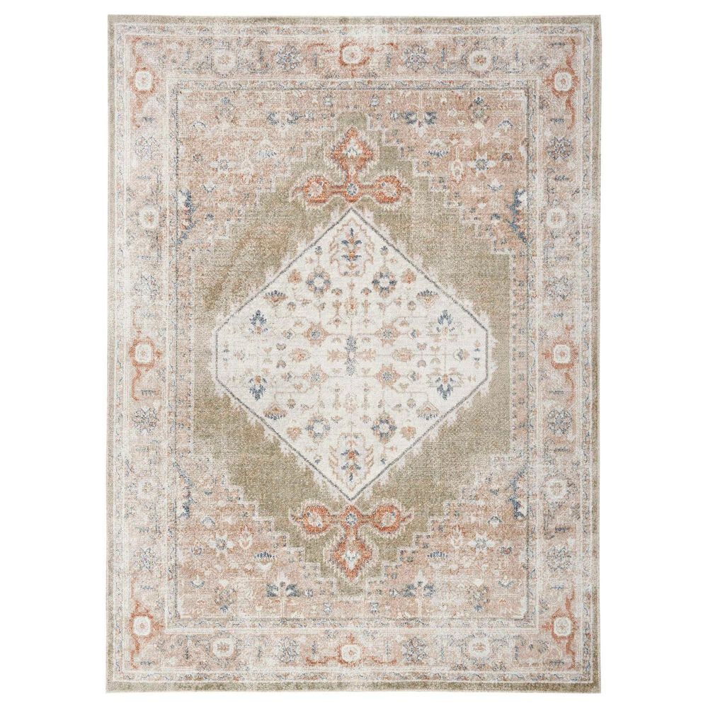 Nourison Astra Machine Washable 5"3" x 7" Sage and Multicolor Area Rug, , large