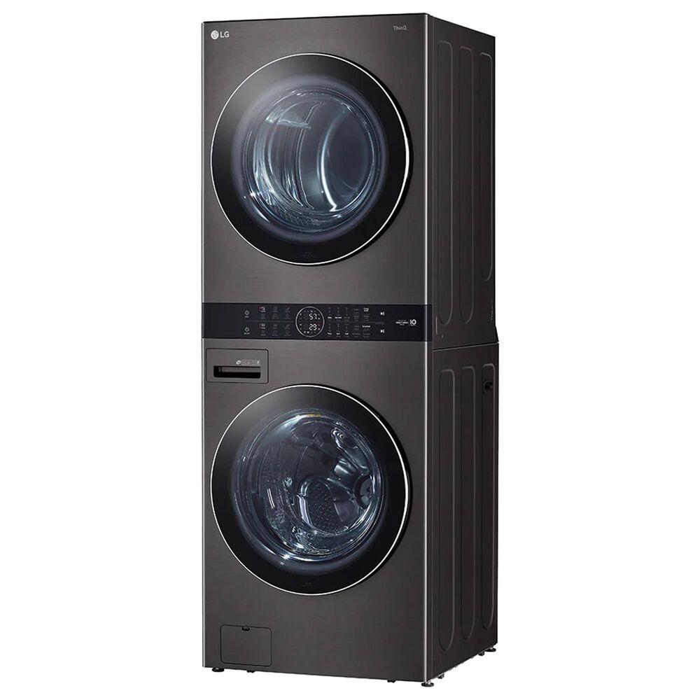 LG Single Unit Front Load LG WashTower with Center Control 4.5 Cu. Ft. Washer and 7.4 Cu. Ft. Gas Dryer in Black Stainless Steel, , large
