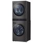 LG Single Unit Front Load LG WashTower with Center Control 4.5 Cu. Ft. Washer and 7.4 Cu. Ft. Gas Dryer in Black Stainless Steel, , large