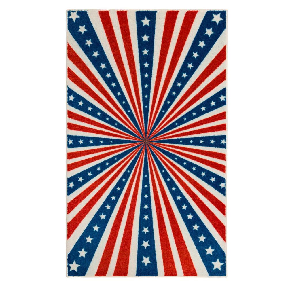 Mohawk American Stripes 2" x 3"3" Blue Area Rug , , large