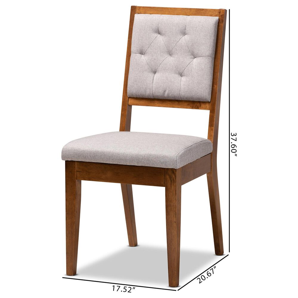 Baxton Studio Gideon Side Chair with Grey Cushion in Walnut Brown (Set of 2), , large