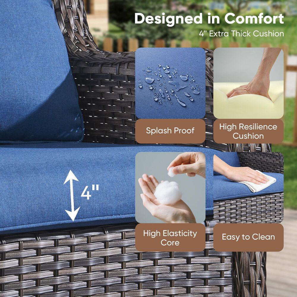 Sunwell Garden Patio Chair with Gray Frame in Navy (Set of 2), , large