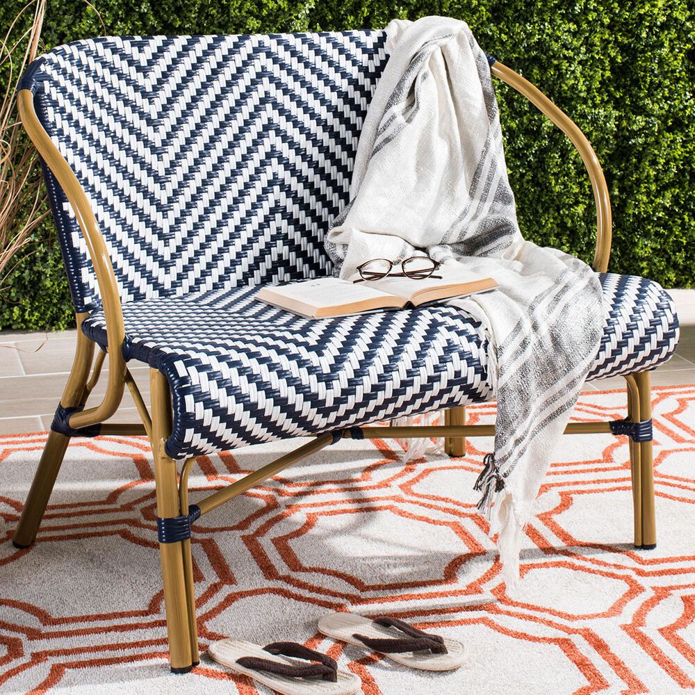 Safavieh Dandra Settee in Navy/White, , large