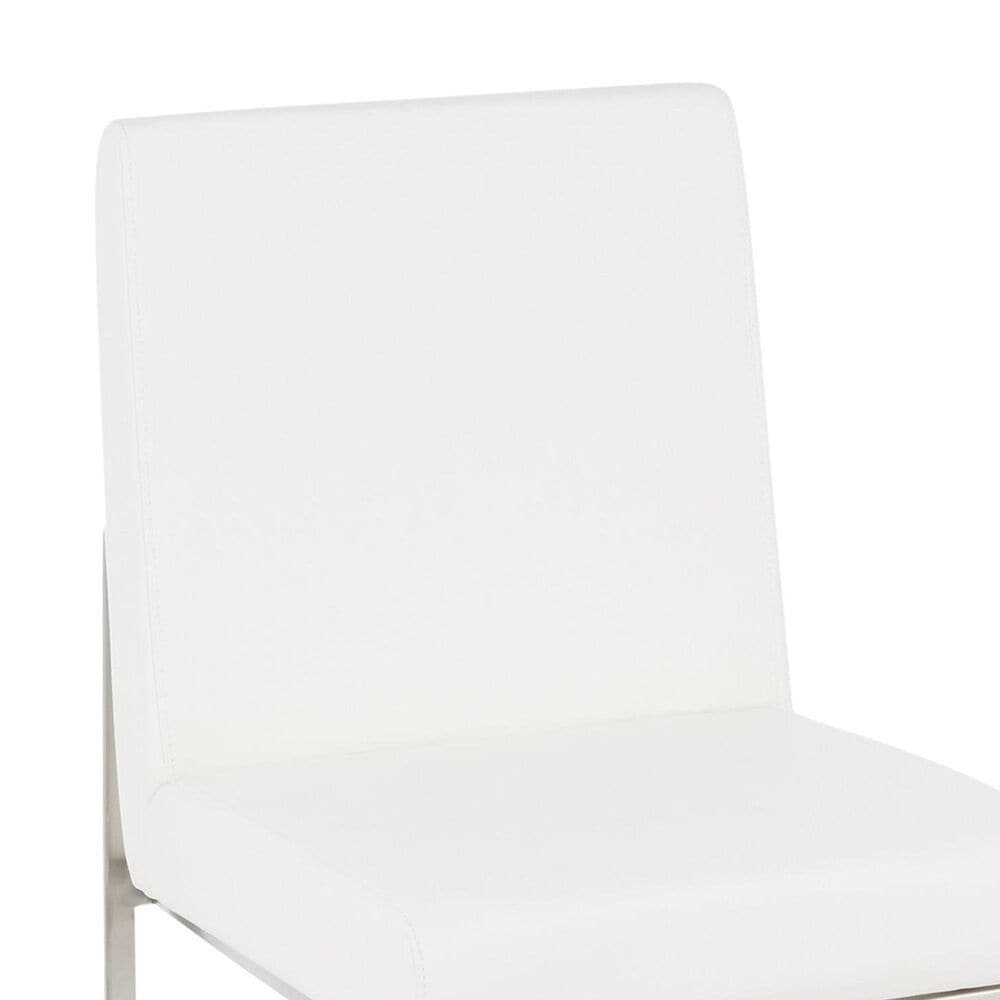 Lumisource Fuji Side Chair with White Faux Leather Cushion in Brushed Stainless Steel &#40;Set of 2&#41;, , large