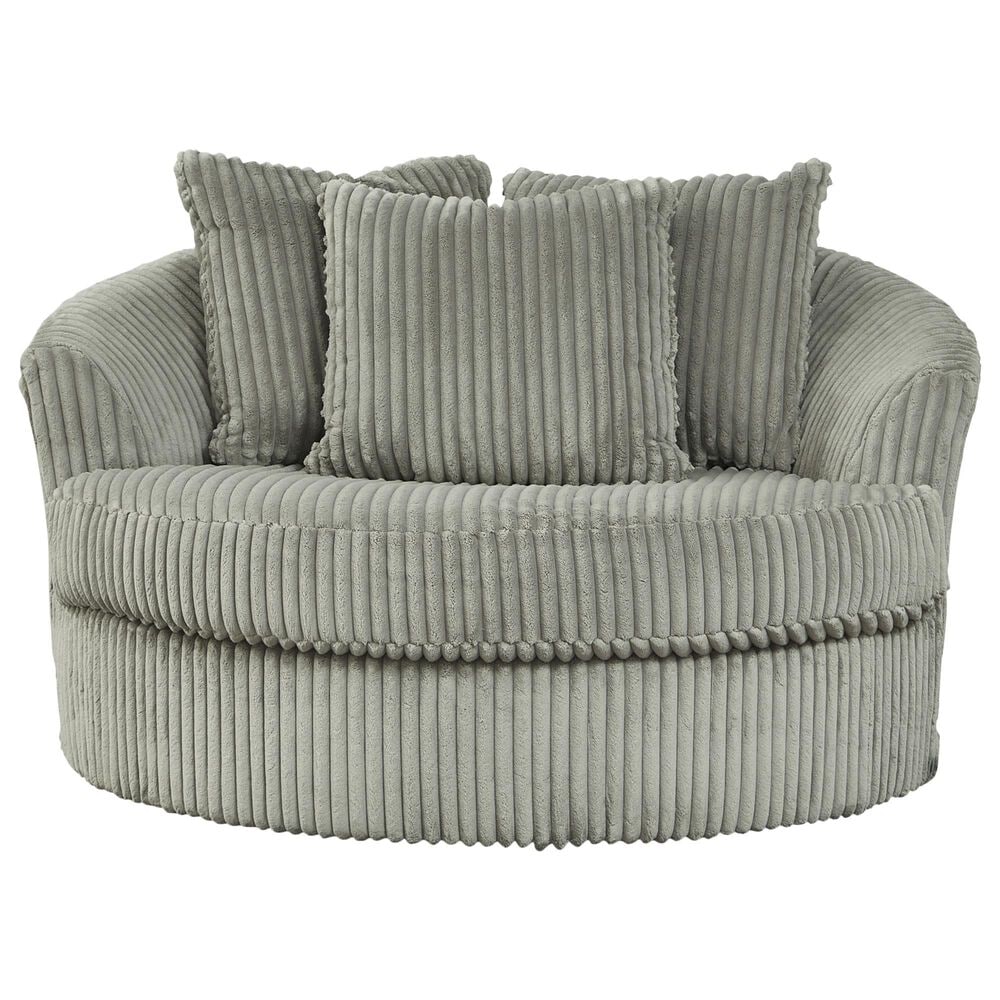 Ashley Lindyn Oversized Swivel Accent Chair in Fog, , large