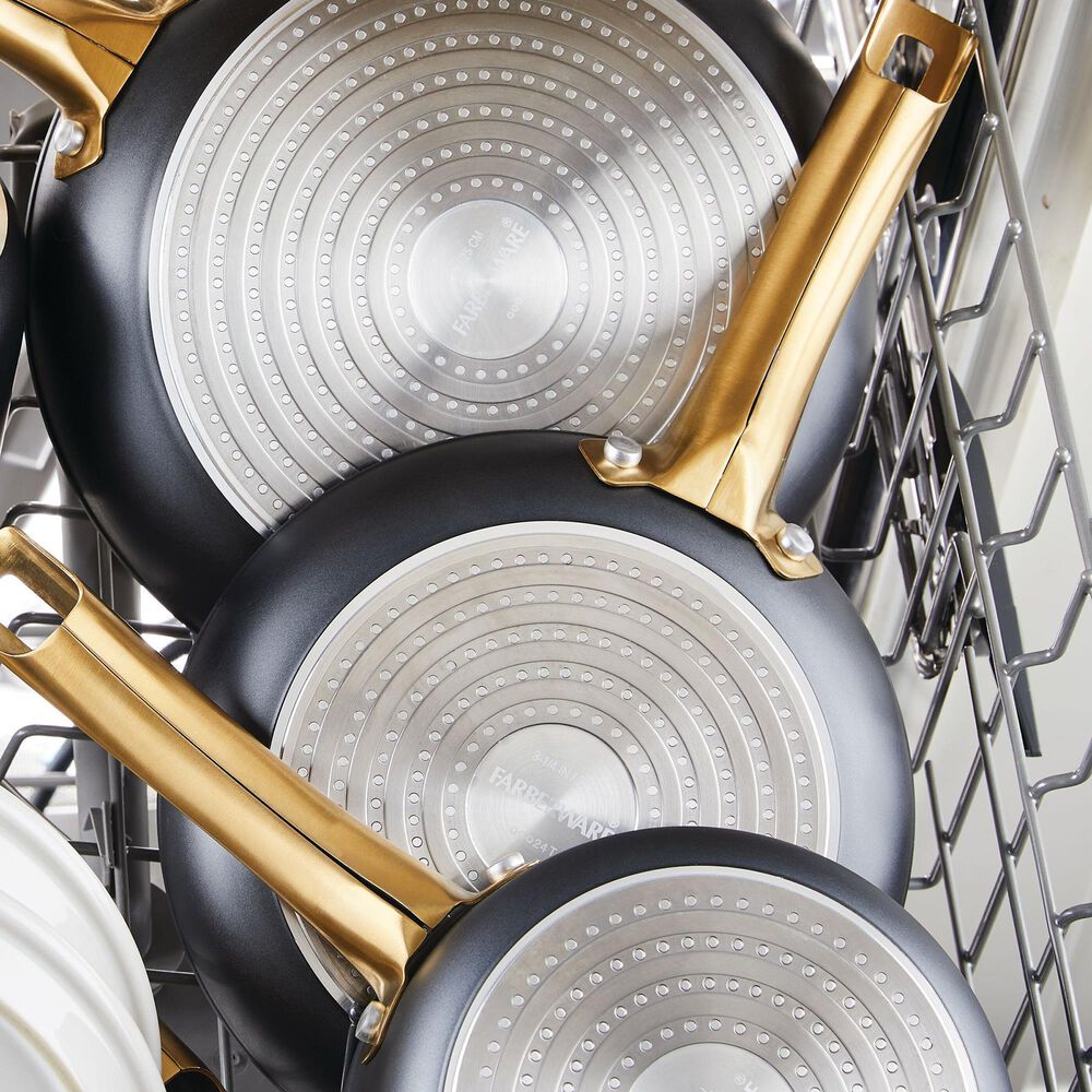 Farberware Forged Induction 3-Quart Ceramic Nonstick Saute Pan with Lid in Black and Gold, , large