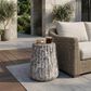 Hearth and Haven Outdoor Carved Side Table with Faux Natural Stone Texture in Brown, , large