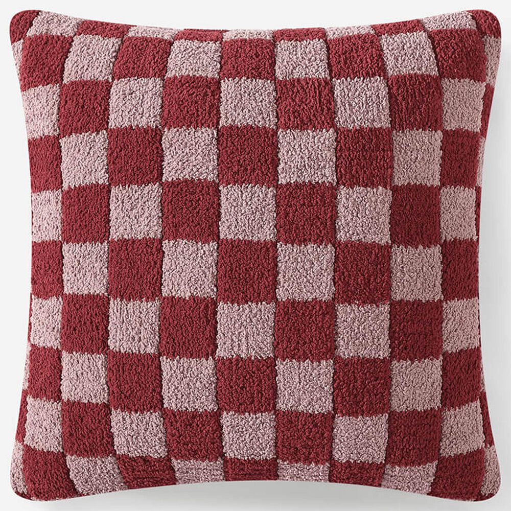 Sunday Citizen Checkerboard 20" Square Throw Pillow in Pomegranate and Rose, , large