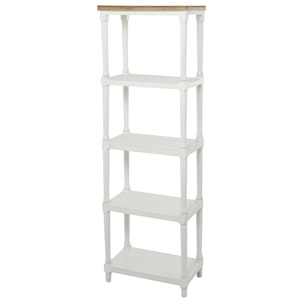 Maple and Jade 4-Shelf Storage Shelving Unit in White and Brown, , large