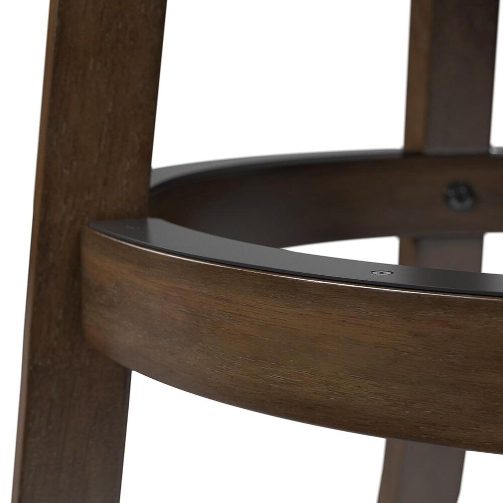 CorLiving Woodgrove Upholstered Back Barstool in Cappuccino with Black Cushion (Set of 2), , large