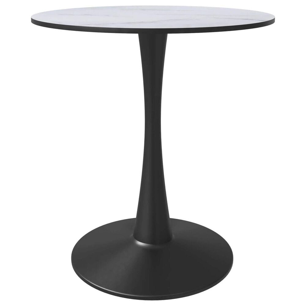 Leisuremod Leisuremod Bristol 24 round dining table Black base with marbled MDF top, , large