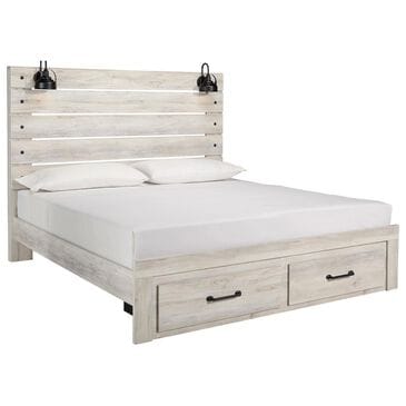 Ashley Cambeck King Storage Bed in Whitewash with Lighting, , large