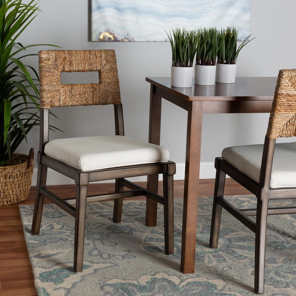 Baxton Studio Porsha Side Chair in Dark Brown and Natural, , large