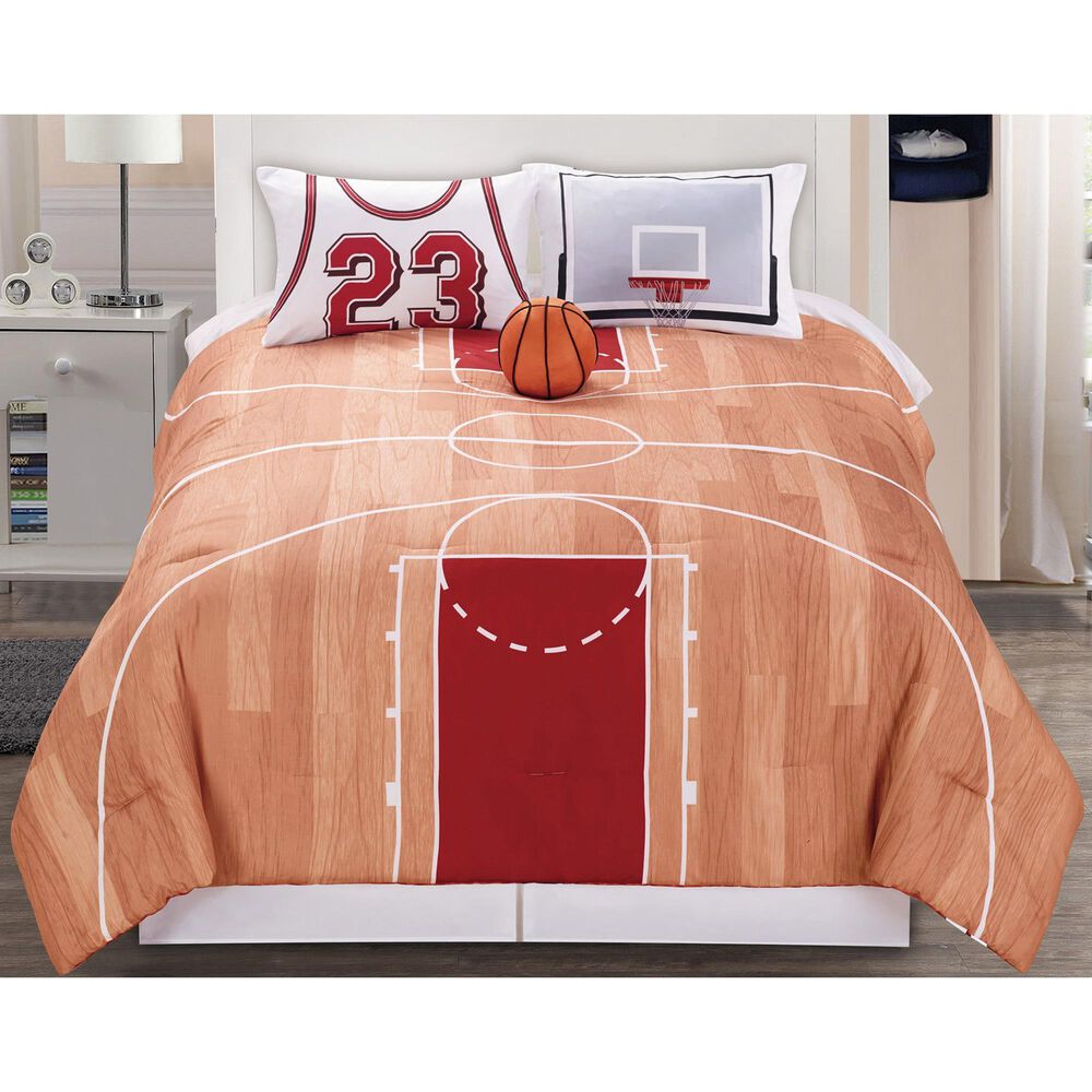 Hallmart Collectibles Basketball Courtside 4-Piece Full Comforter Set, , large