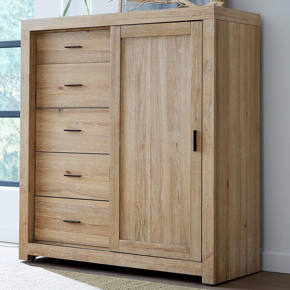 Riva Ridge Modern Loft 5-Drawer Sliding Door Chest in Khaki, , large