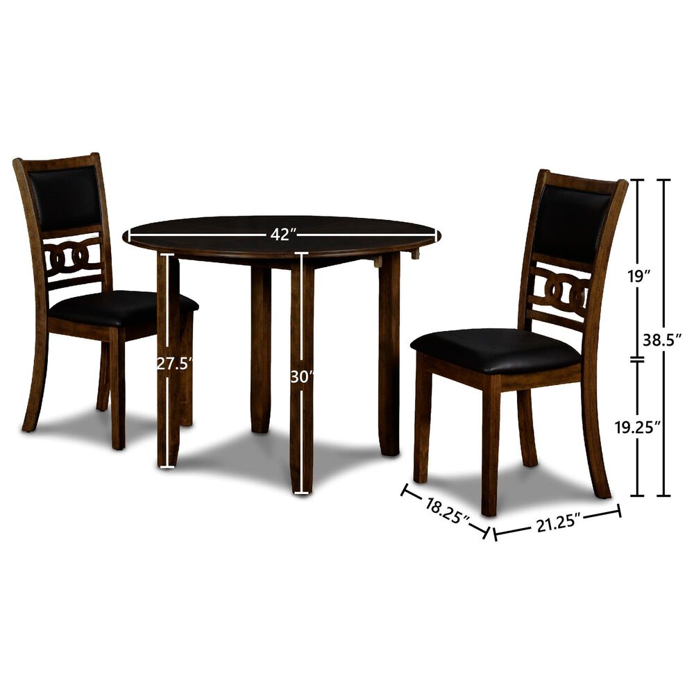 New Heritage Gia 3-Piece Round Drop Leaf Dining Set in Warm Brown, , large