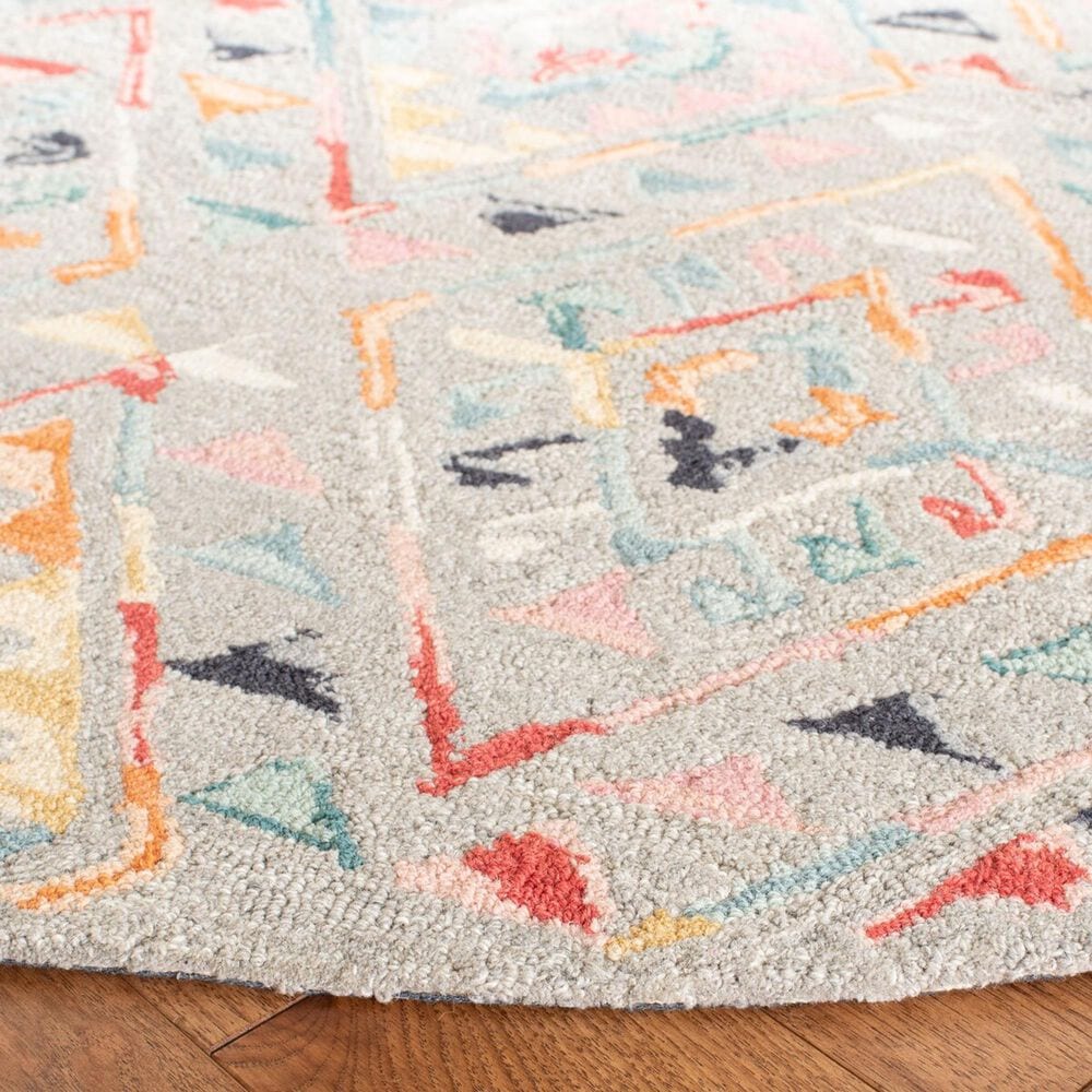 Safavieh Micro-Loop 5&#39; Round Gray and Pink Area Rug, , large