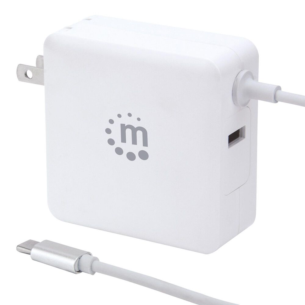 Manhattan Power Delivery Wall Charger with Built-in USB-C Cable in White, , large
