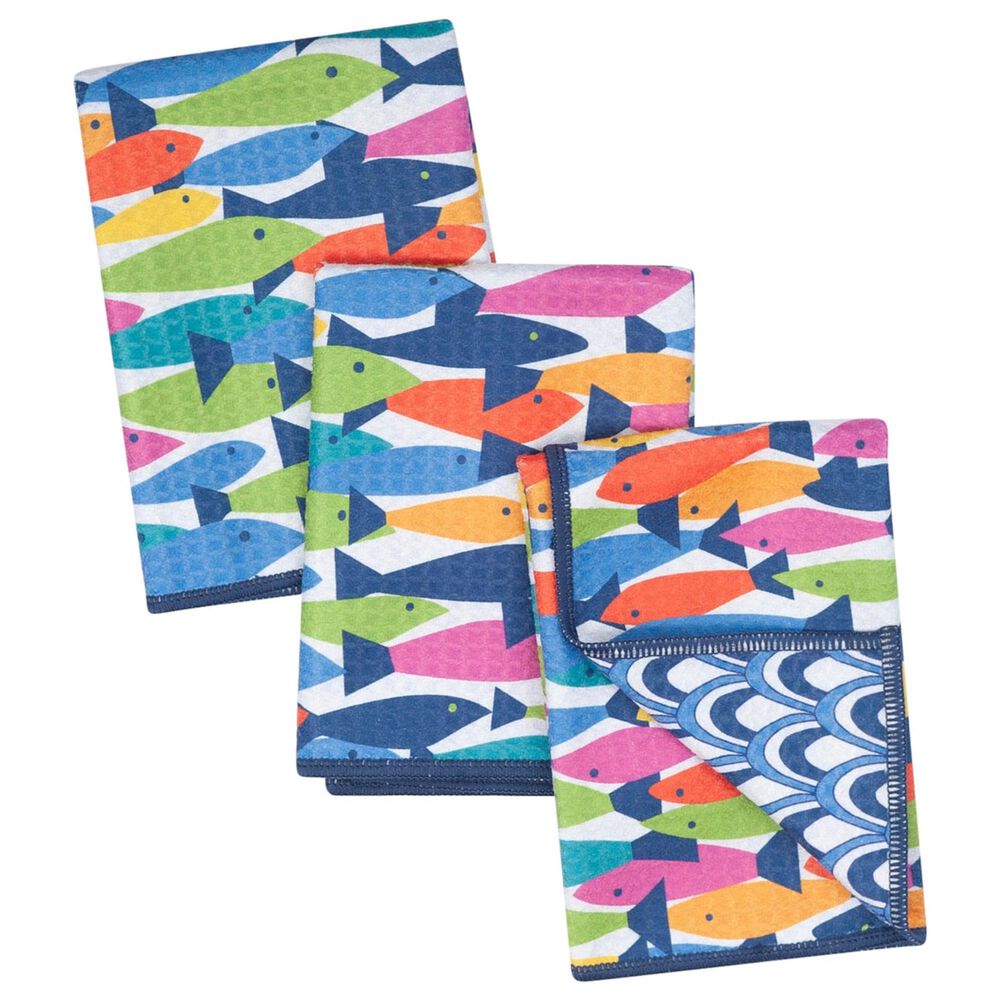 Once Again Home Fish Mighty Reversible Mini Towel in Multicolor &#40;Set of 3&#41;, , large