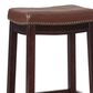 Linon Home Decor Claridge Bar Stool with Cognac Cushion in Dark Brown, , large