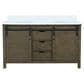 Lexora Home Marsyas 60" Double Bathroom Vanity in Rustic Brown with 2 cm White Cultured Marble Top and Rectangular Sinks, , large