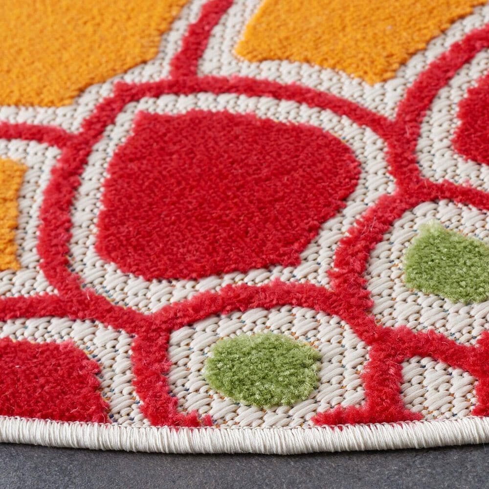 Safavieh Cabana CBN328A 5&#39;3&quot; Round Ivory and Orange Indoor/Outdoor Area Performance Rug, , large