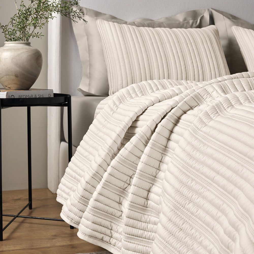 Ann Gish Rib 3-Piece Queen Coverlet Set in Bone, , large