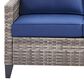 Sunwell Garden 5-Piece Patio Chat Set with Two Swivel and Gliding Chairs in Navy, , large