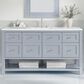 James Martin Vanities Breckenridge 60" Single Bathroom Vanity in Serenity Blue with 3 cm White Zeus Quartz Top and Rectangular Sink, , large