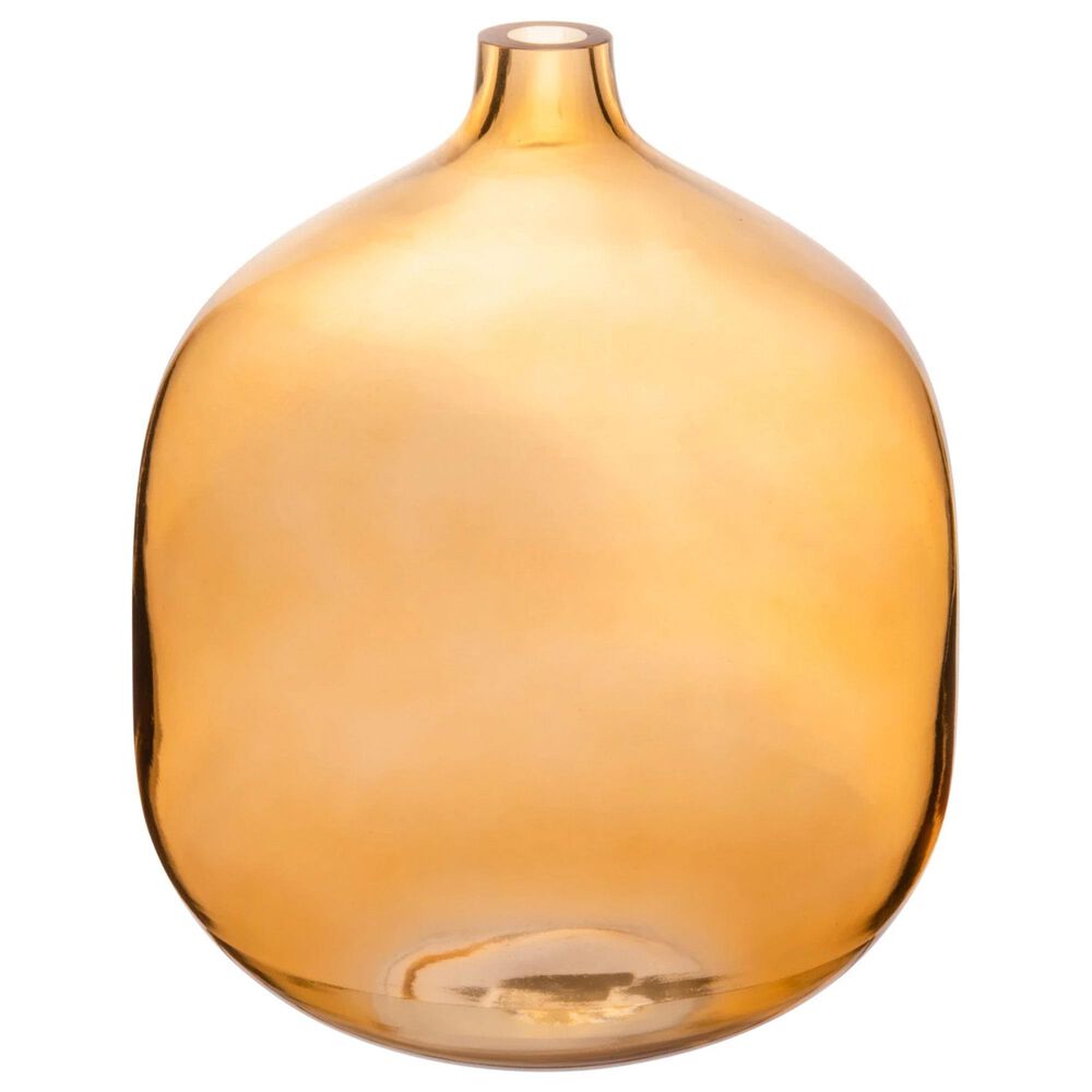 Creative Coop Modern Round Tinted Glass Vase in Amber, , large