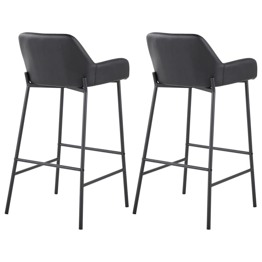 LumiSource Daniella Bar Stool with Black Faux Leather Upholstery in Black (Set of 2), , large