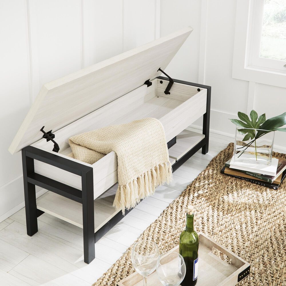 Ashley Rhyson Storage Bench in White and Black, , large