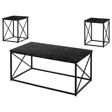 Monarch Specialties 3-Piece Frame Table Set in Black, , large