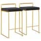 Lumisource Fuji Stackable Counter Stool with Black Velvet Cushion in Gold (Set of 2), , large